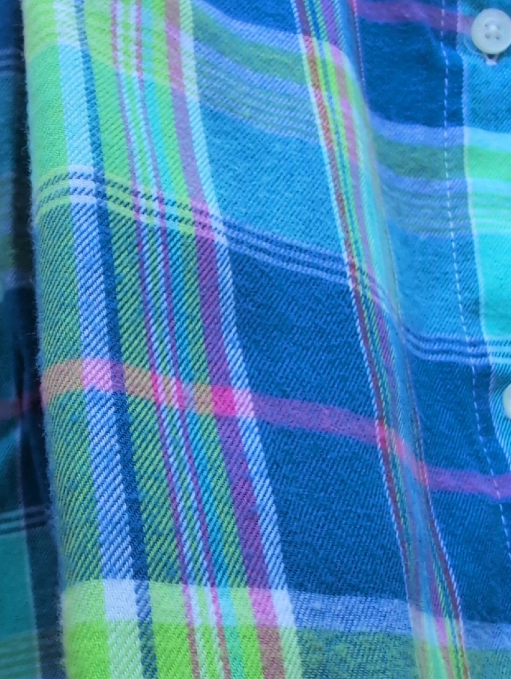 Lauren Ralph Lauren Blue Green Plaid Button-Up Nightgown - Picture 13 of 13
